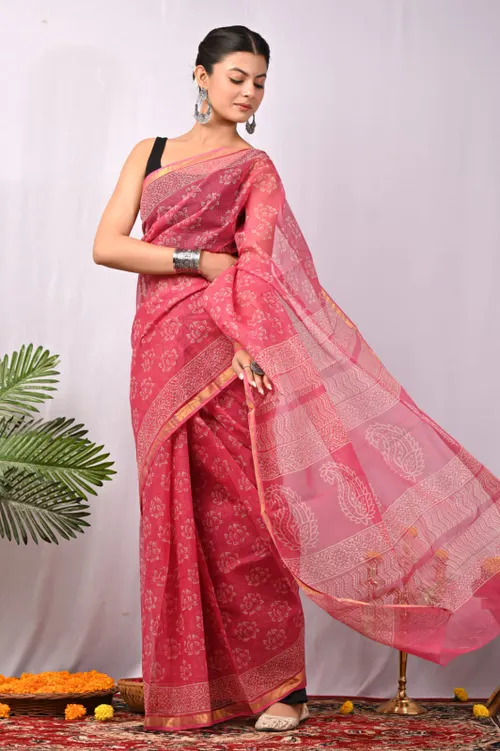 Lightweight Bagru Print Kota Sarees